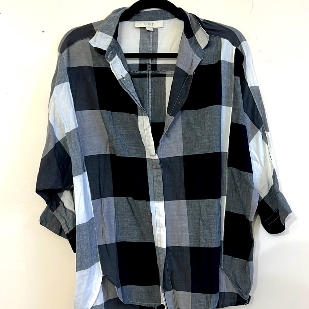 great for work or play checkered blouse